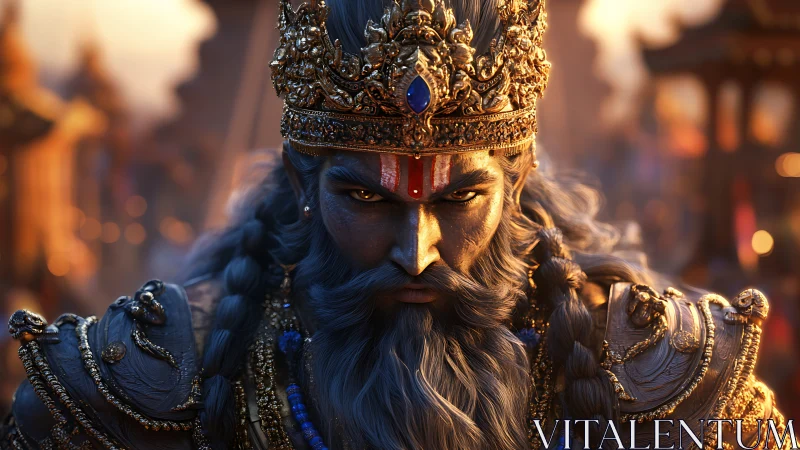 Storm-eyed warrior king measures destiny in molten light