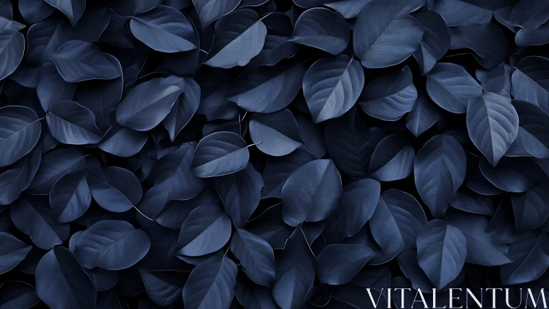 Dense pattern of overlapping deep blue foliage leaves.