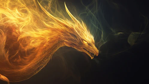 Blazing Ember Dragon Uncoiling Through Midnight Smoke.