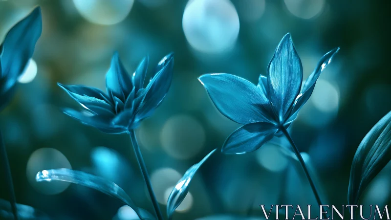 Cerulean Floral Macro: Delicate Petals with Bokeh Depth Rendering