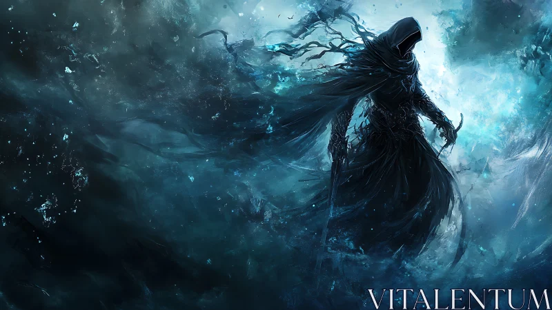 Spectral Wraith in Stormlit Void, Dynamic Digital Painting.