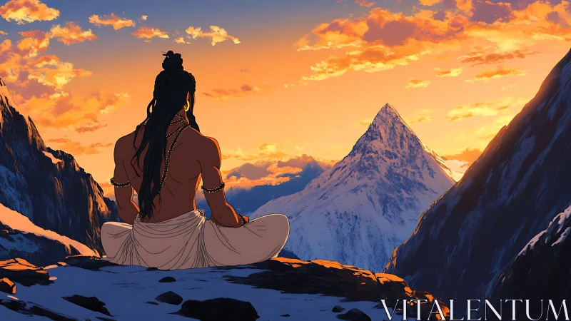 Sunrise meditation welcomes quiet strength in high mountains
