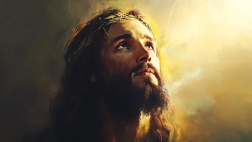 Warm backlit portrait with painterly brushwork and haloed highlights