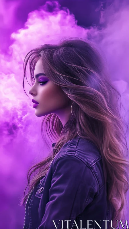 Chromatic side-profile study in saturated violet vapor fields.