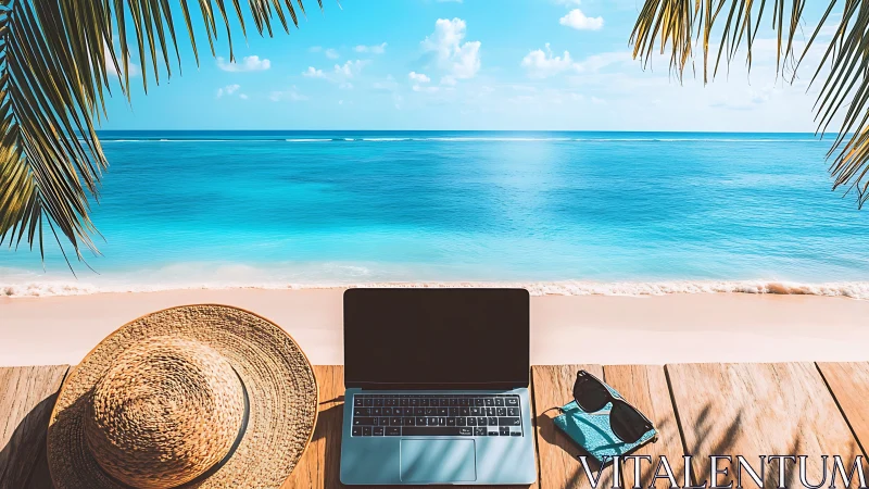 Seaside laptop quietly negotiates truce between work and waves