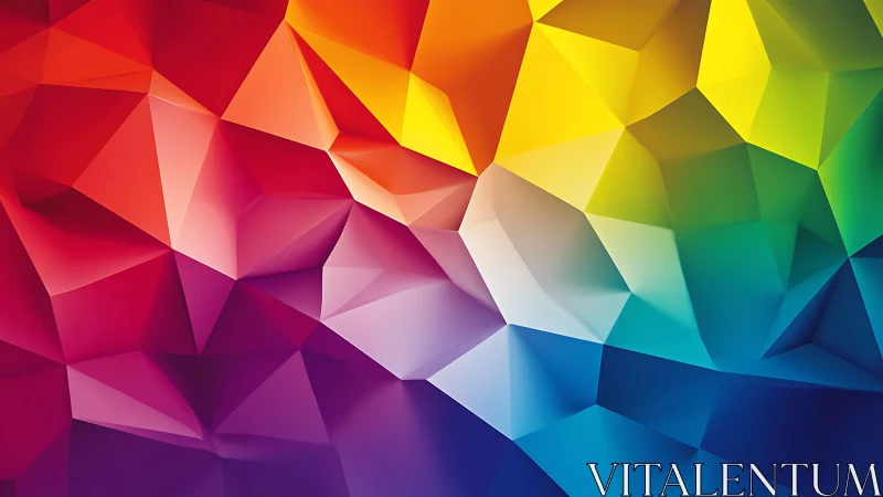 Geometric low poly spectrum with faceted color gradients.