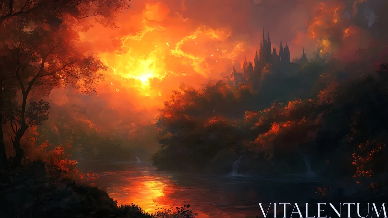 Apocalyptic Castle Through Incandescent Atmospheric Haze.