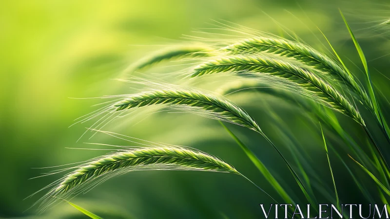 Soft wind over green barley, a quiet dance of sunlight.