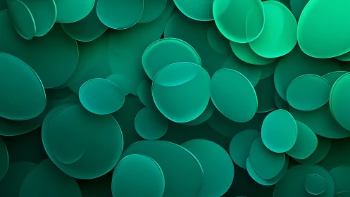 Abstract teal overlapping circles digital art background.