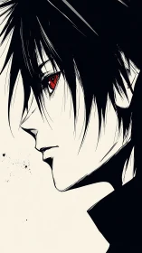 Velvet shadows cradle a crimson-eyed anime wanderer