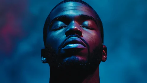 Midnight-blue serenity crowned on a quiet, dreaming face.