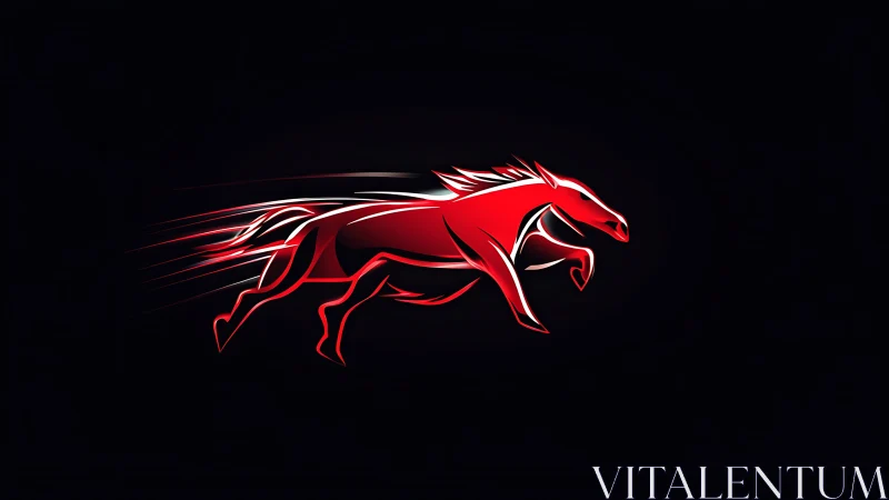 Crimson Stallion in Full Sprint on Midnight Canvas.
