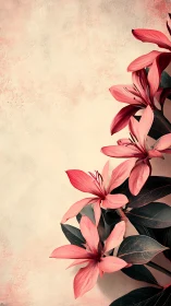 Pink Bloom Composition Against Textured Neutral Backdrop.