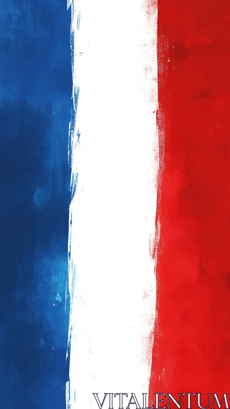 Brush painted tricolor flag in expressive vertical stripes.