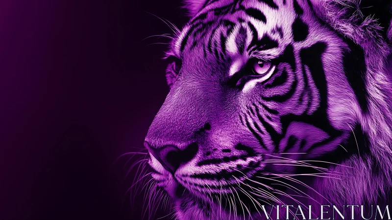 Violet twilight tiger gaze blazing through neon shadows.