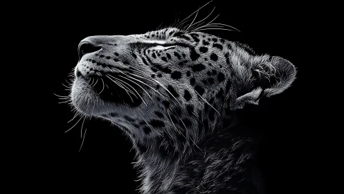 Leopard lifts its tranquil face into the soft surrounding dark