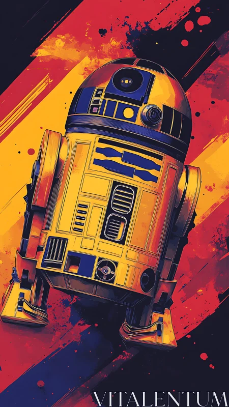 Bold astro-droid pirouettes through splashed neon starlight