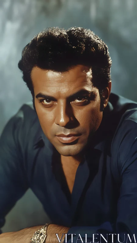 Cinematic male studio portrait with dramatic low-key lighting