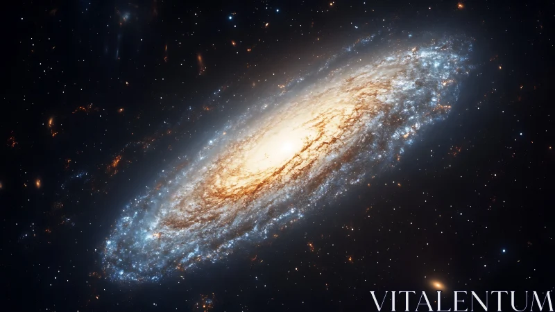 Spiral galaxy glows with dense stars in deep cosmic space.