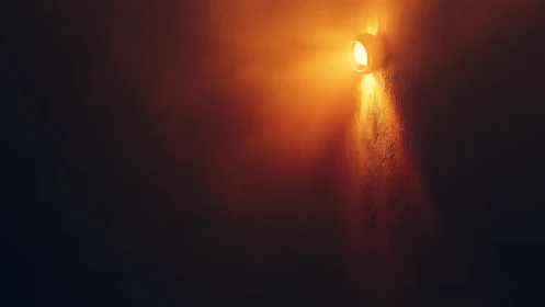 Solitary ember lamp spilling honeyed light on darkness.