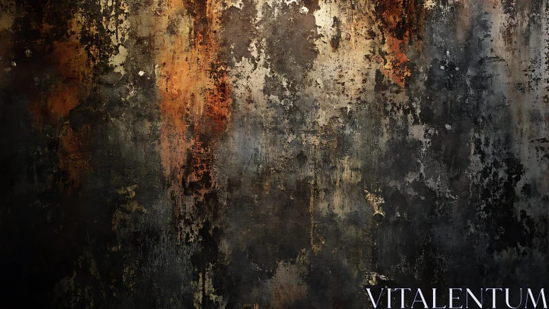 Weathered rusty metal wall texture with dark grunge abstract style.