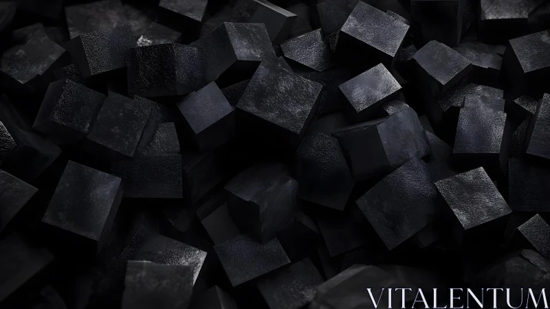 Dark textured cubes forming dense abstract 3D surface.