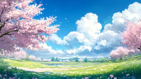 Springtime daydream beneath soft cherry blossom skies.