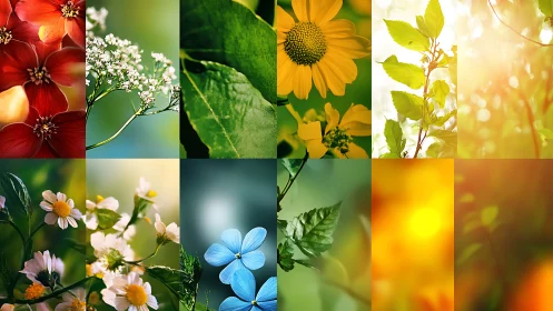 Vibrant Flower and Nature Collage Grid