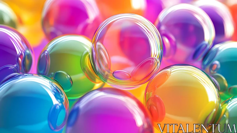 Transparent soap bubbles overlap against saturated gradients