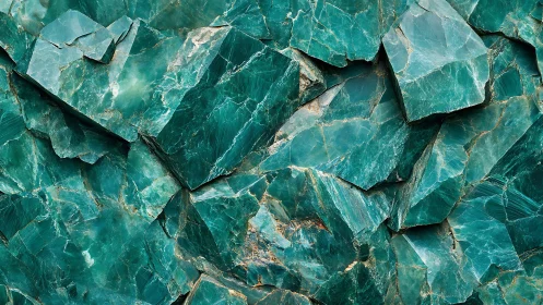 Macro study of fractured teal metamorphic rock crystalline planes