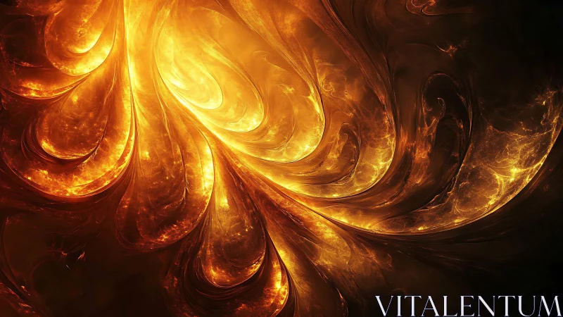 Golden fire swirls bloom in a glowing abstract dance of light