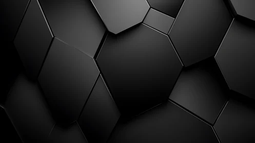 Black hexagonal panels form sleek geometric 3D surface.