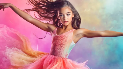 Whirlwind ballerina in cotton-candy colors of motion and light.