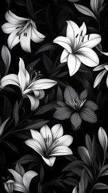 White Lilies Against Dark Background.