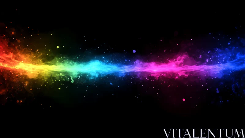 Prismatic nebula ribbon streaking across a midnight void.