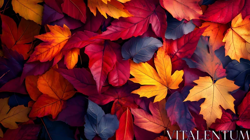 Colorful autumn maple leaves form dense overlapping pattern
