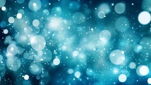 Blue bokeh particle field with layered depth-of-focus rendering.