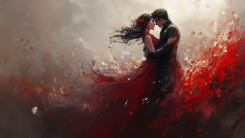 Crimson Passion: A Dance of Red and Shadow.