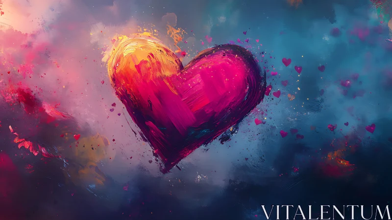 Incandescent Heart Form Against Chromatic Particle Dissolution