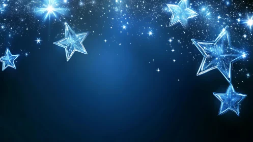 Crystal stars drifting across luminous midnight sky.