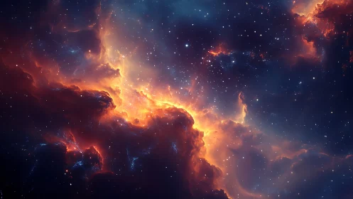 Starlit nebula clouds glowing with soft cosmic fire.