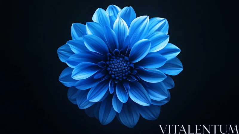 Blue Dahlia Blooms Against Midnight Canvas