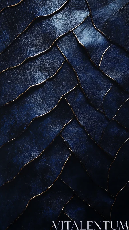 Midnight leather waves traced by glimmering molten gold lines.