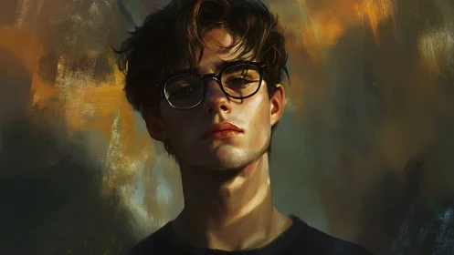 Cinematic digital portrait of pensive youth in rim lighting.