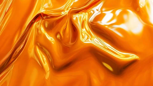 Molten saffron waves curl into glossy abstract silk. Period.