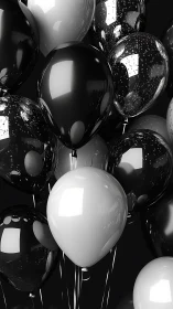 Elegant Black and White Balloons Floating Together