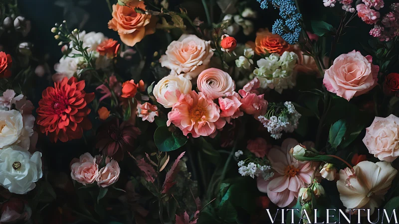 Garden's Velvet Symphony: Roses Dance Through Moody Shadows.