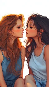 Twin Reverie: Mirrored Souls in Luminous Proximity.