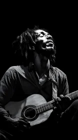 Midnight spotlight on a soul-drenched acoustic guitarist.