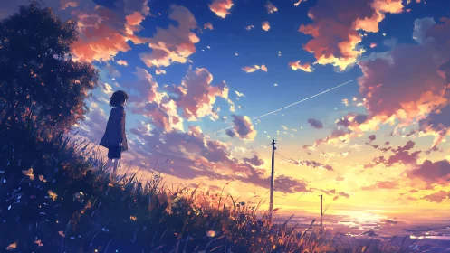 Quiet hilltop sunset with a sky full of wandering dreams.